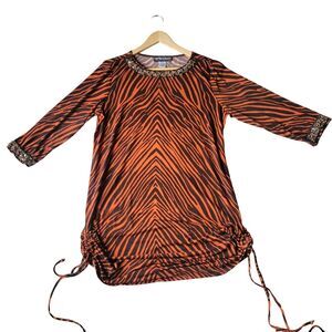 Halloween Dress Ladies Large Spirited Randolph Duke Orange Black Tiger Bedazzled